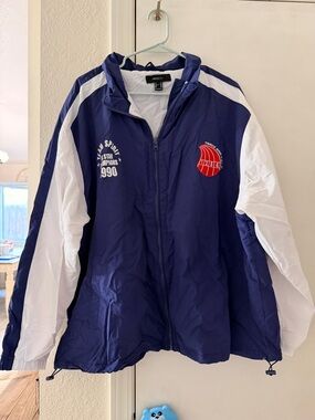 Forever 21 Navy and White Windbreaker Jacket